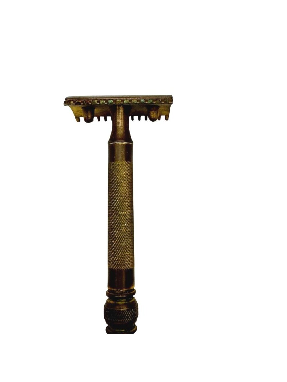 Vtg 1920's Gillette Old Safety Razor Open Comb Brass Ball End Gold Tone Original